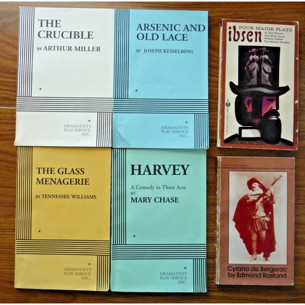 Dramatists Play Service 4 book lot (Paperback, VTG) + Ibsen Plays + Cyrano